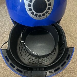 Blue Air Fryer with Black Interior